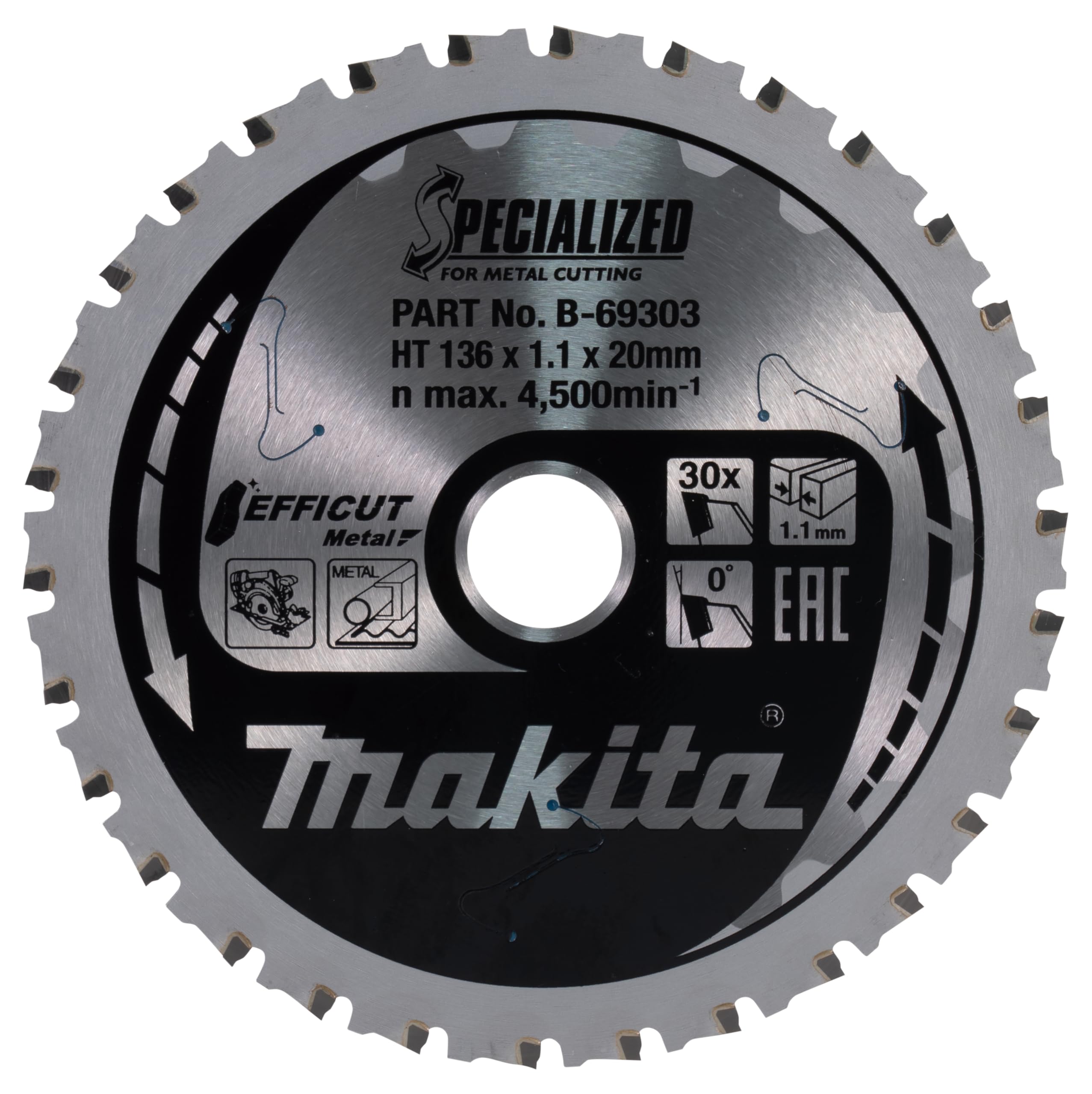Makita B-69244 5-7/8" 33T Carbide-Tipped Max Efficiency Saw Blade, Metal/General Purpose