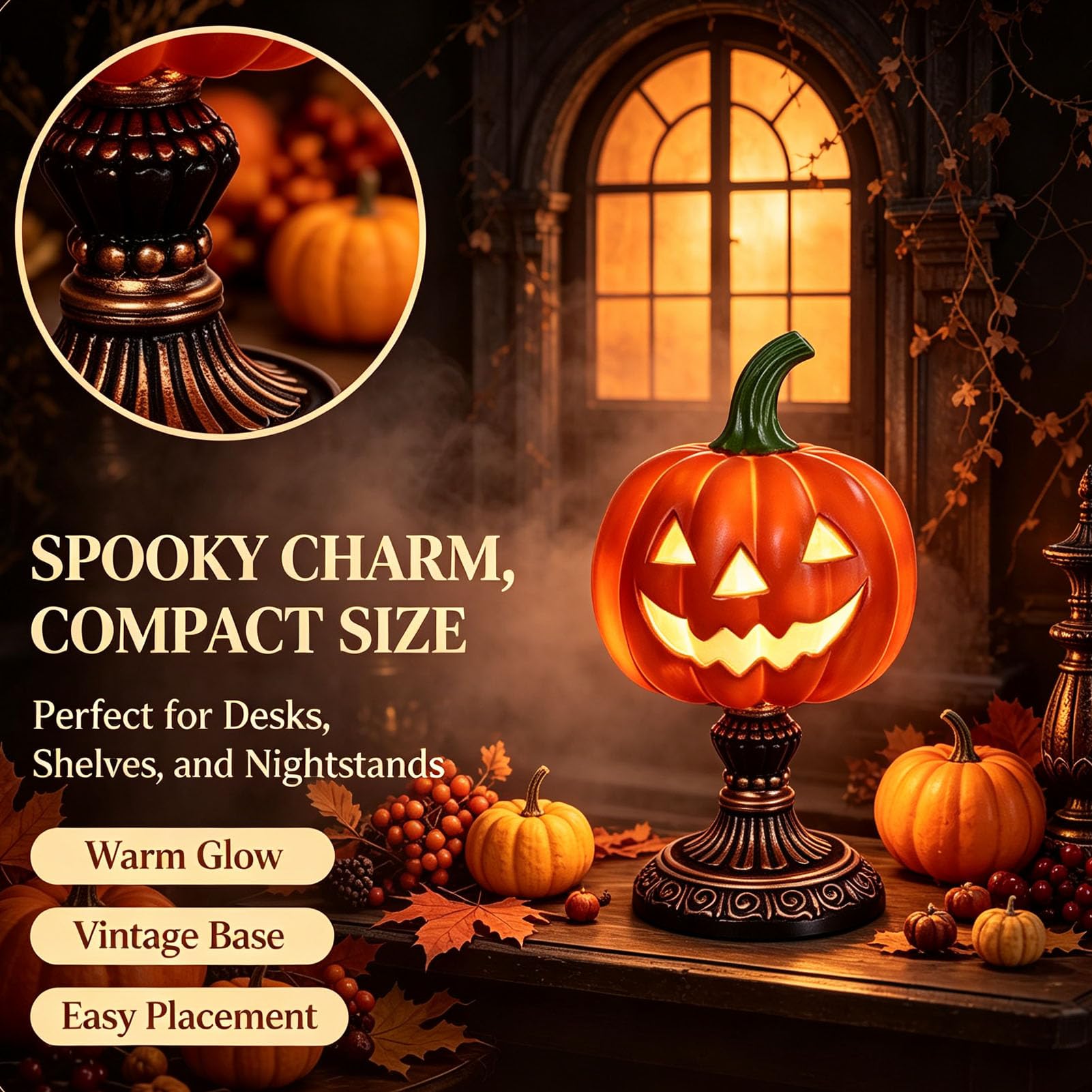 Lampa stołowa z motywem dyni na Halloween, zasilana przez USB lampka nocna LED