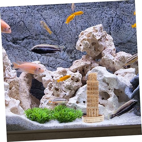 Miniatura 8 de Toyvian Adorno decorativo de torre de resina para pecera, mini torre inclinada, decoración de acuario, escondite seguro para peces, camarones,