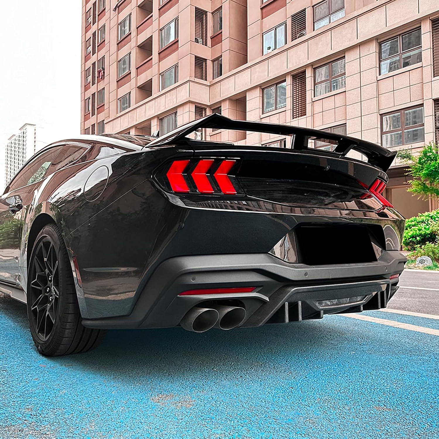 Rear Bumper Diffuser Lip Kit for Ford Mustang MK7 2024-2025 Black