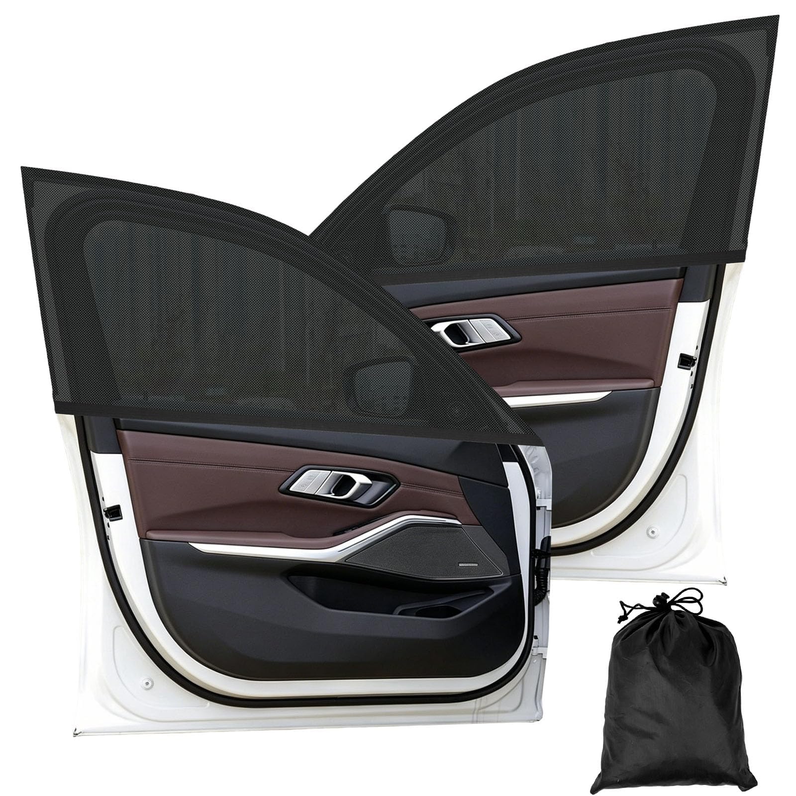 Tryagat Car Window Mosquito Net for Toyota Hilux AN120 AN130 2016-2023, Car Window Screens Sun Shade Rear Side Window Mesh Cover Fly Insect Screen,2 front windows