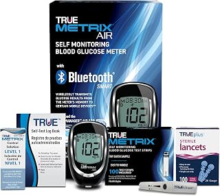 TRUE METRIX AIR Blood Glucose Meter Starter Kit: 100 Strips, Lancets, Fast 4-Second Accurate Home Testing