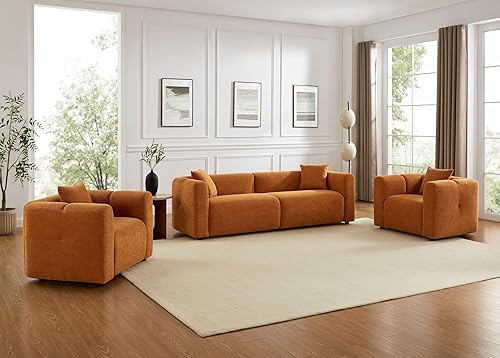 VANOMi Los juegos de muebles de sala de estar incluyen sofá de 95 pulgadas y sillones de 42 pulgadas, sofá tapizado Boucle de gran tamaño con