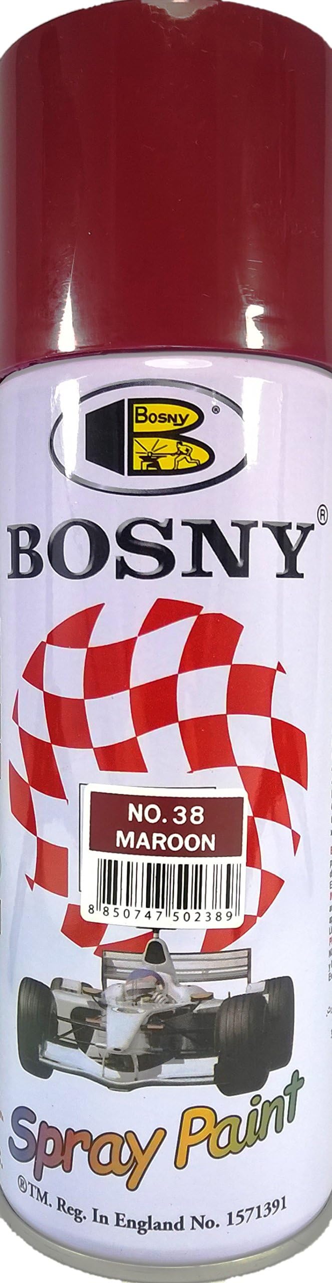 BOSNY 38 Aerosol Spray Paint, Red, Maroon Gloss Finish 400 ml