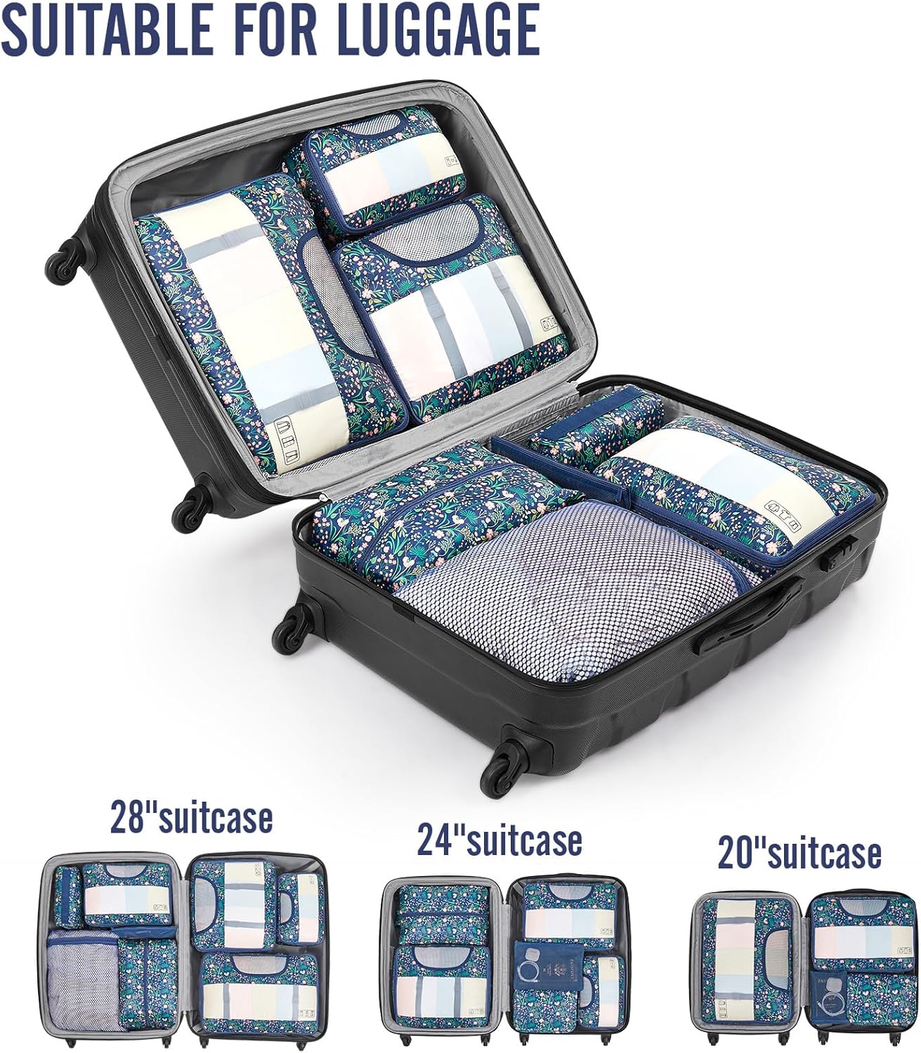 Veken 10 Set Packing Cubes for Travel Essential, Suitcase Organizer Bags in 4 Sizes, Carry-On Luggage Accessories with Large Laundry & Hanging Toiletry Bag, Must-Have for Airplane, Road Trip & Camping - Image 6