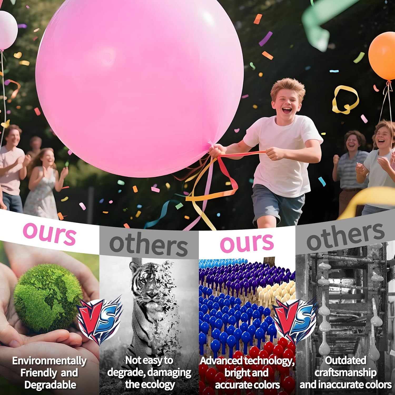 LEEZZIZZ Pink Giant Balloons 36 Inch, Large Latex Balloons, 9 Pcs Jumbo Balloons Bluk for Kid's Party Wedding Birthday Supply Decorations.
