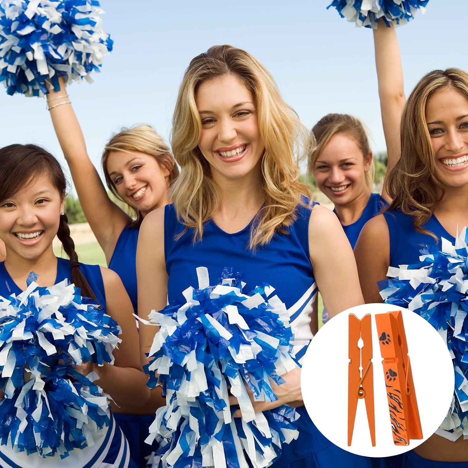 RattanView 36 Pcs Football Tiger Print Clips Bulk Tiger Cheer Clothes Pins image 3
