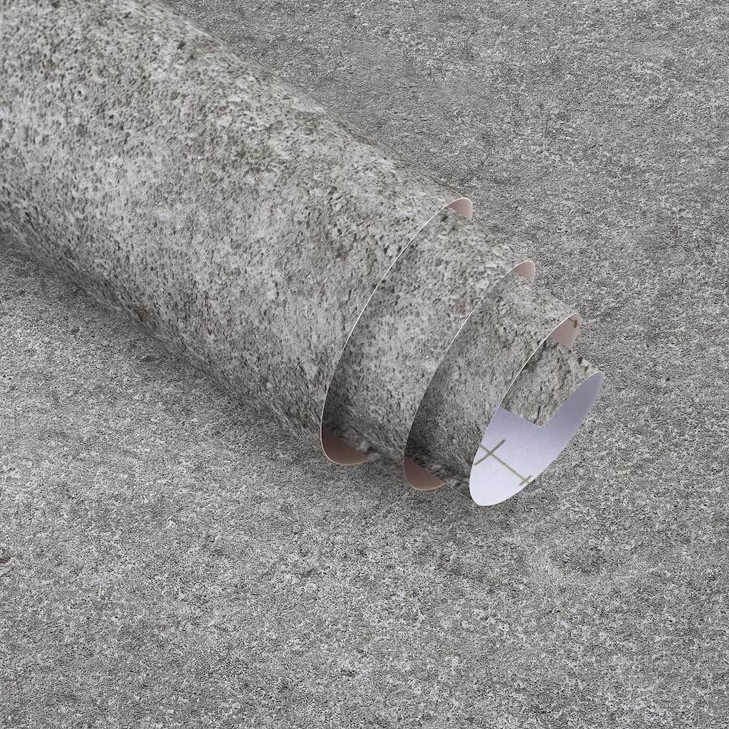 24"x197" Grey Granite Contact Paper Self-Adhesive Vinyl Film Thickening Upgrade Peel and Stick Wallpaper Waterproof Removable Granite Look Contact Paper for Drawers Cabinets Kitchen Countertop Decor