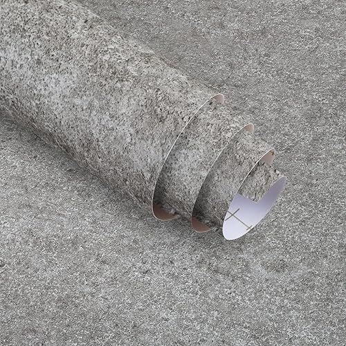 Papel de pared para despegar y pegar, papel de contacto gris cemento, papel tapiz grueso y firme resistente al agua, resistente al calor, 78.74 x