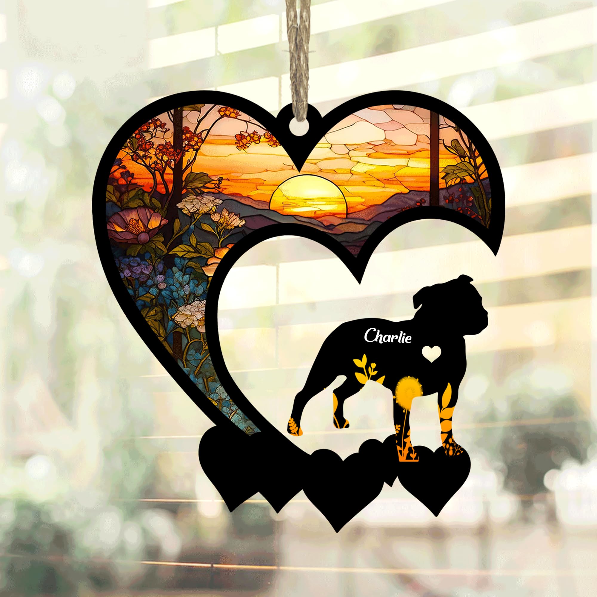 Lovely POD Staffordshire Bull Terrier Suncatcher, Personalized Staffordshire Bull Terrier Memorial, Dog Loss Suncatcher, Dog Remembrance Gift, Dog Memorial Ornament, Loss of Dog Sympathy Gift