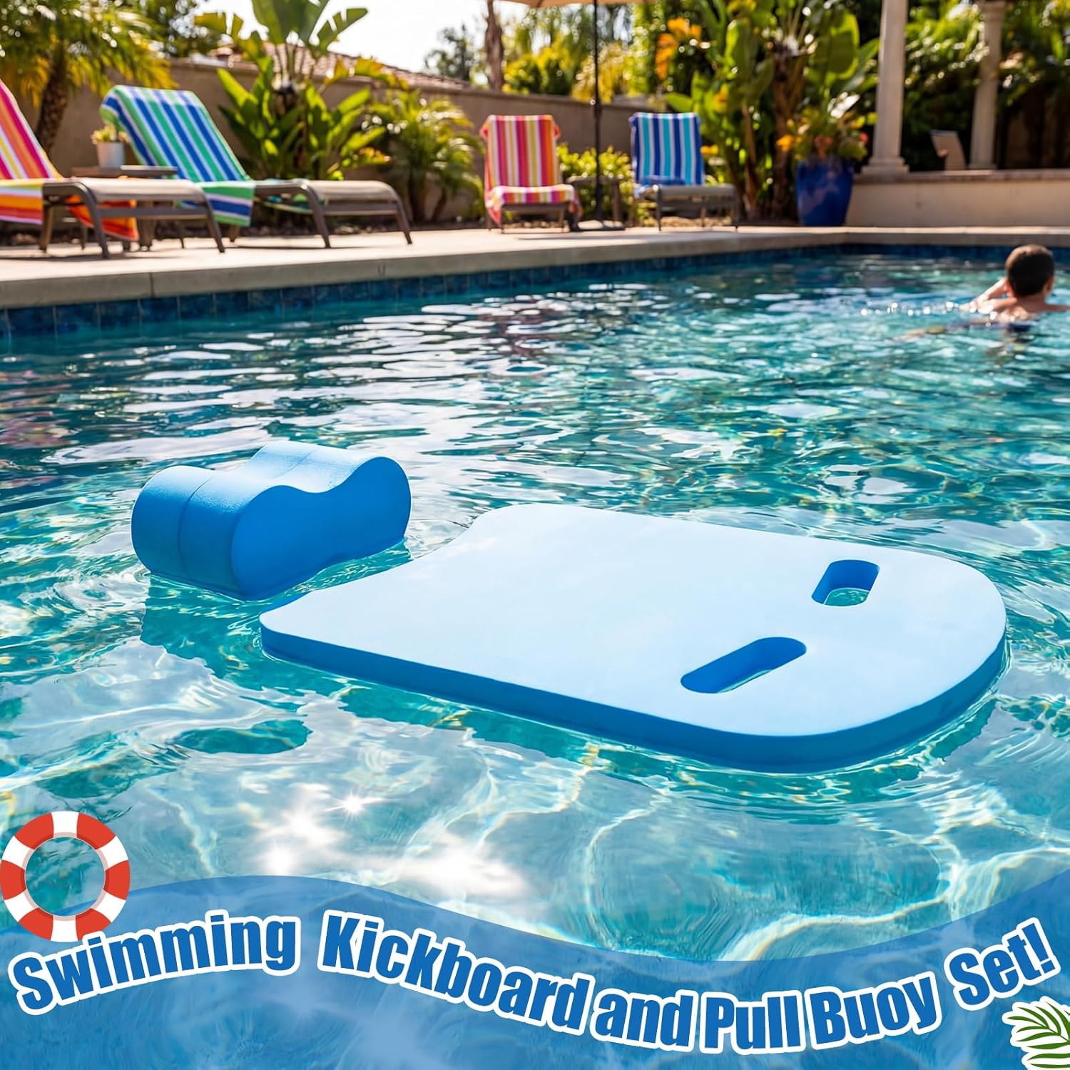 Outus 2 Pack Swimming Kickboard Pull Buoy Set Training Aid Float Leg Float Swimming Training Equipment Accessories for Adult Unisex Adult Beginners Water Exercise