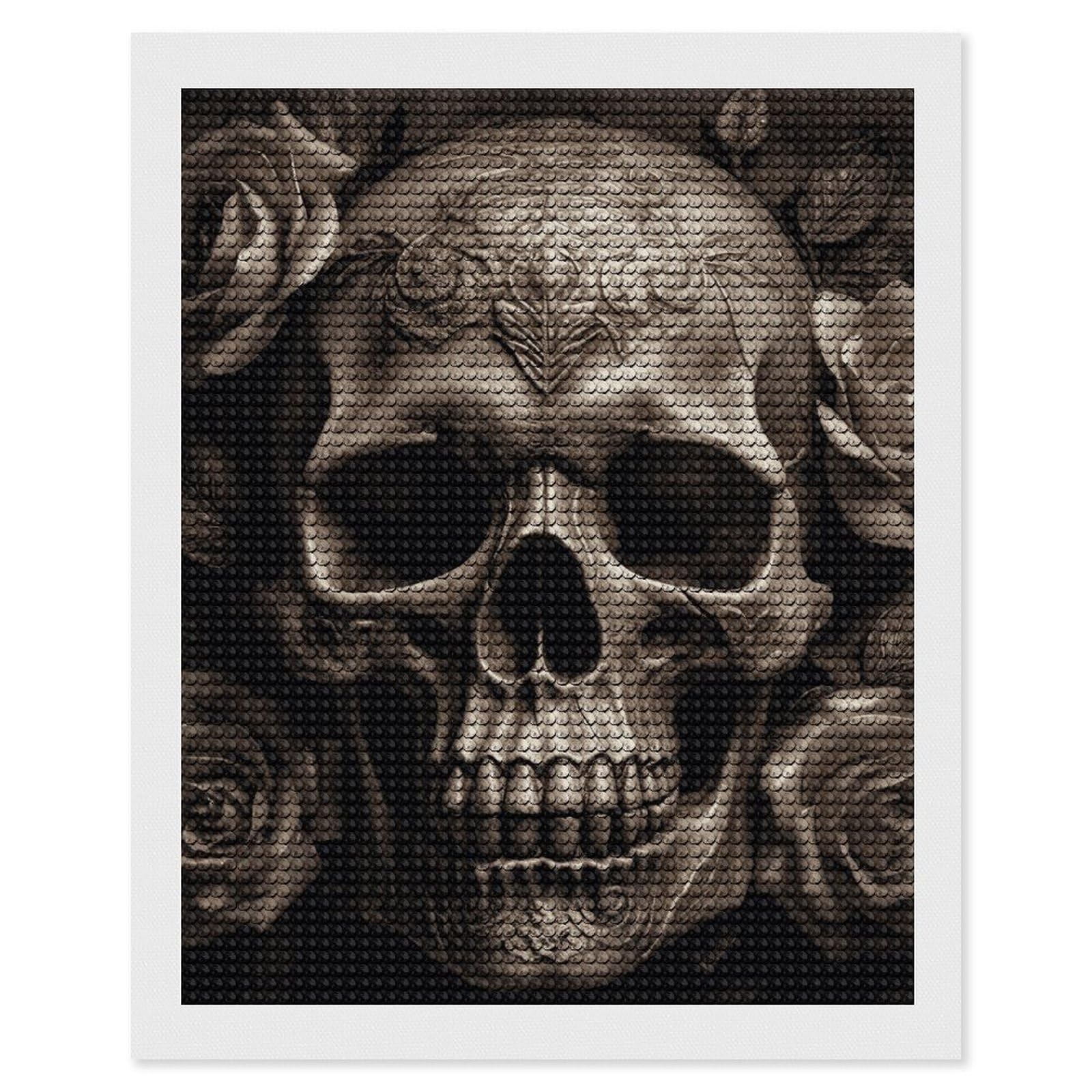 DWVTSLH Leather Rose Skull Diamond Painting Kits for Adults, Personalized Diamond Photo Art Full Drill, DIY 5D Diamond Art Painting Kits for Beginners, Home Wall Decor 16"x20"
