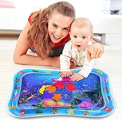 Tapete Inflável Sensorial para Bebê – Estimulação com Água Morna ou Fria, Peixinhos Flutuantes e Bordas de Ar – 50x70 cm | Diversão, Coordenação e Desenvolvimento Motor