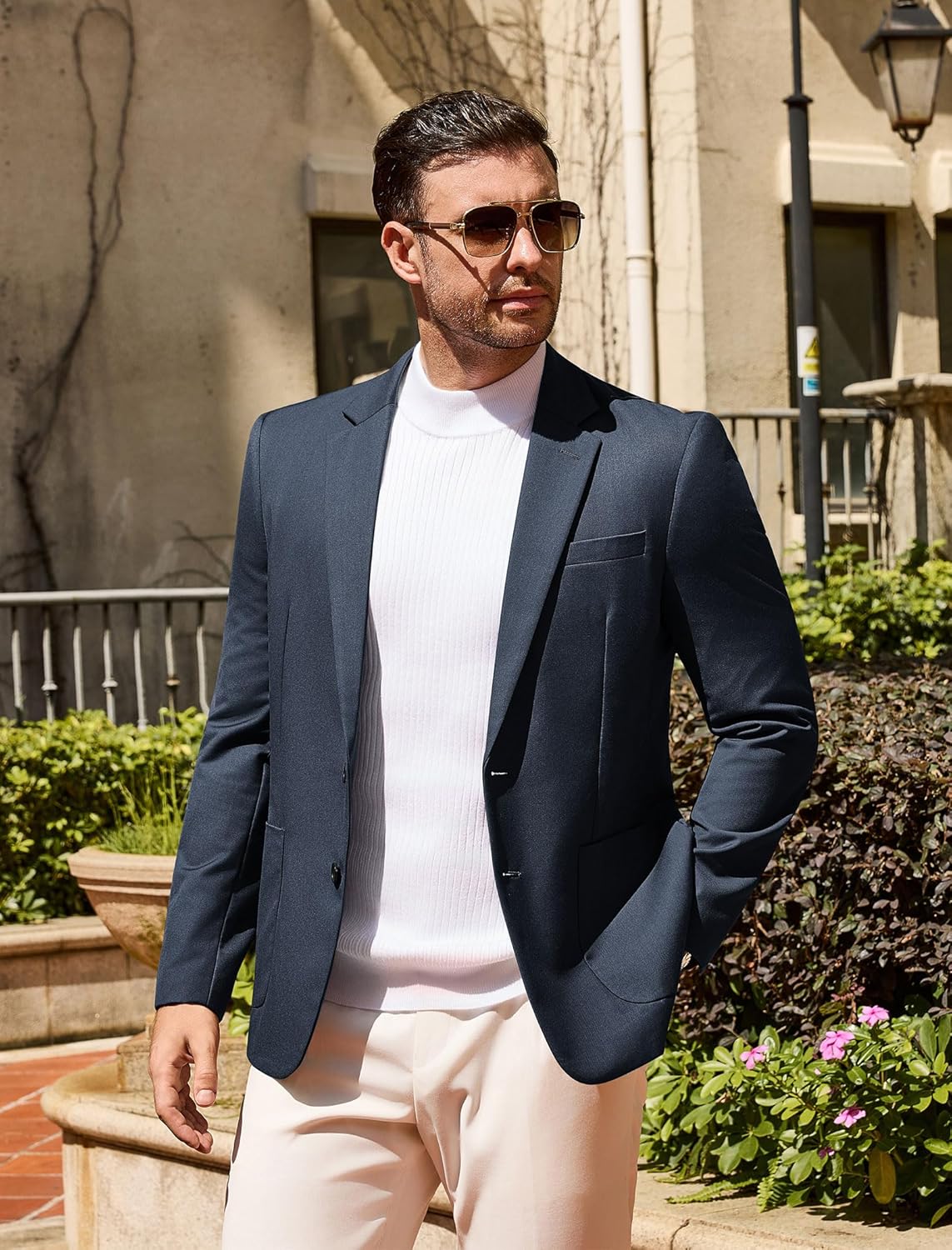 Vssjavun Mens Sport Coats and Blazers Casual Two Button Slim Fit Dinner Party Blazer Jacket - Image 3