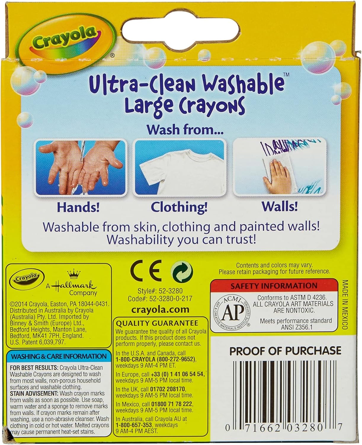 Crayola Ultra Clean Large Washable Crayons, School Supplies, 8 Count : Toys & Games