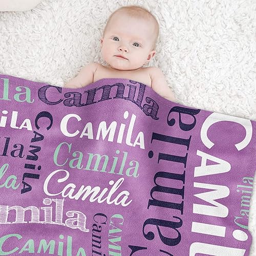 Miniatura 88 de Mantas personalizadas con nombre para niños, mantas de bebé personalizadas para niños y niñas, manta de nombre personalizada súper suave para niños