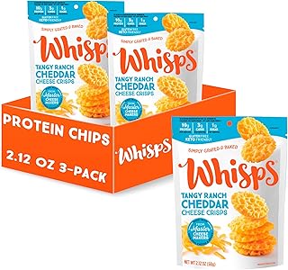 Whisps Cheese Crisps Tangy Ranch | Protein Chips | Healthy Snacks | Protein Snacks, Gluten Free, High Protein, Low Carb Ke...