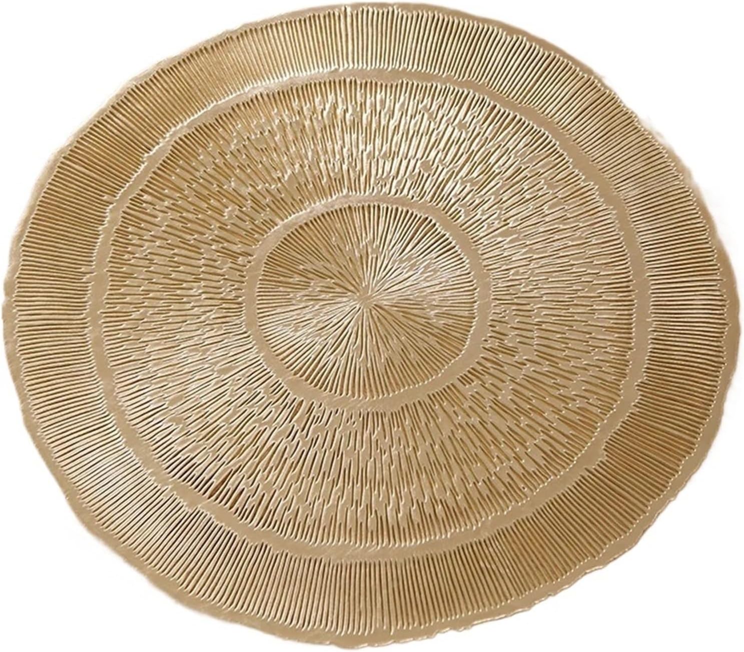 Set of 4 Table Mat Round Golden PVC Placemat Hollow Insulation Coaster Pads Table Bowl Home Style Decor(Gold)