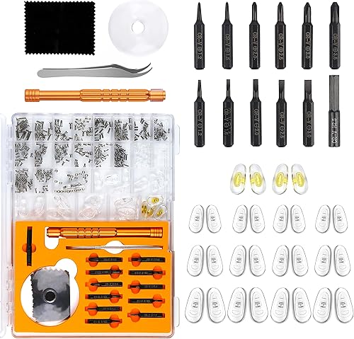 Kit de reparación de lentes magnético todo en uno mejorado con lupa, kit de herramientas de reparación con 12 puntas de destornillador