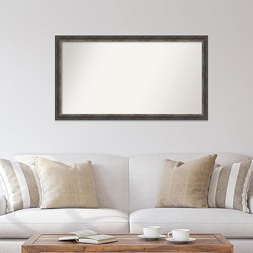 Miniatura 4 de Amanti Art Espejo de baño marrón para sobre el fregadero, 28 x 50 pulgadas, espejo de tocador rectangular estrecho de corteza rústica, marco de