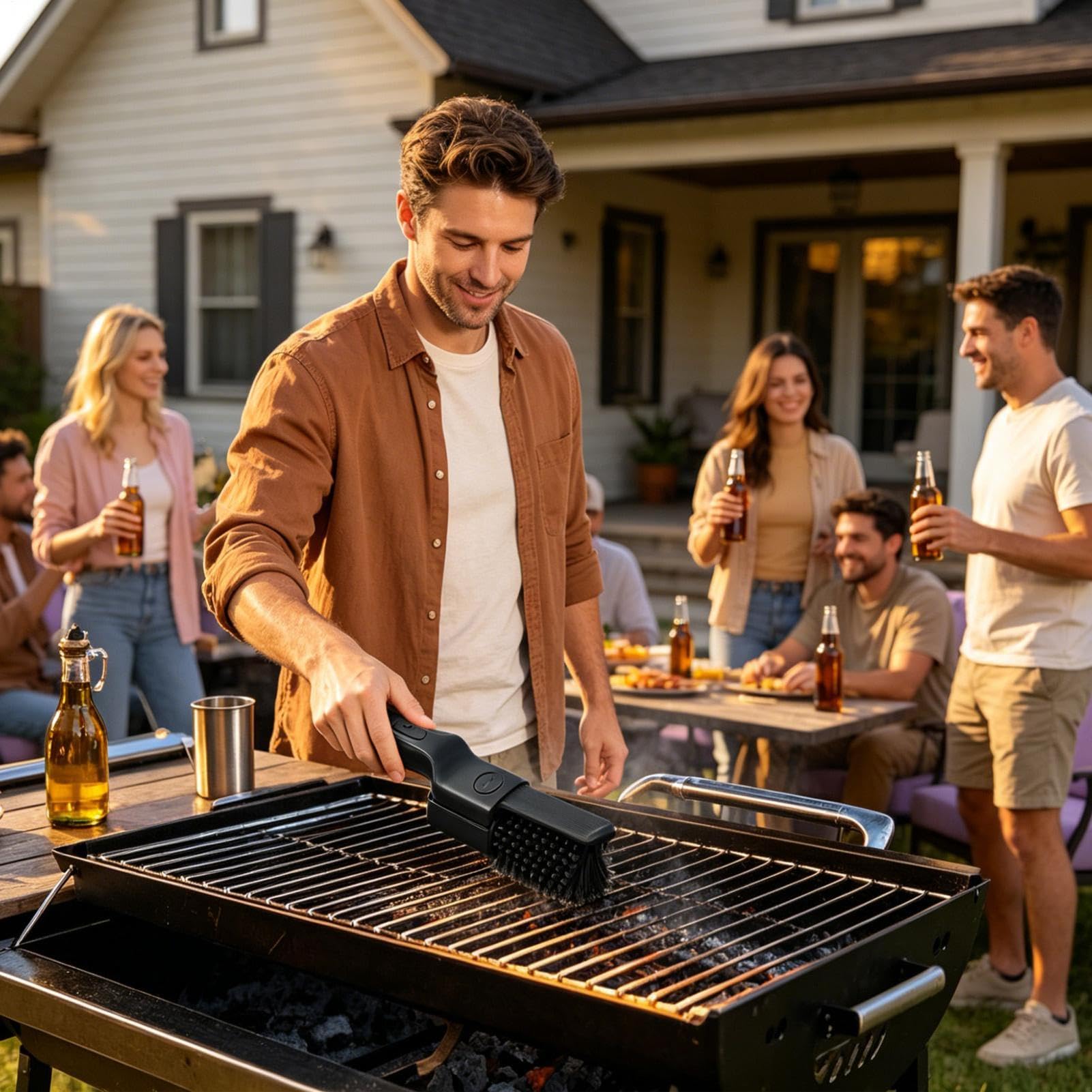Szczotki do Wytrzymały Automatyczny Obrotowy Odtłuszczacz Szorowarka | Czyścik Do Do barbecue ogrodowego, frytkownicy, paleniska, piekarnika i płyty