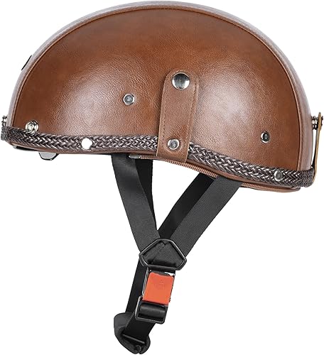 Miniatura 4 de Medio casco de motocicleta para hombres y mujeres adultos, casco de motocicleta de cara abierta con visera retráctil para el sol, certificado DOT