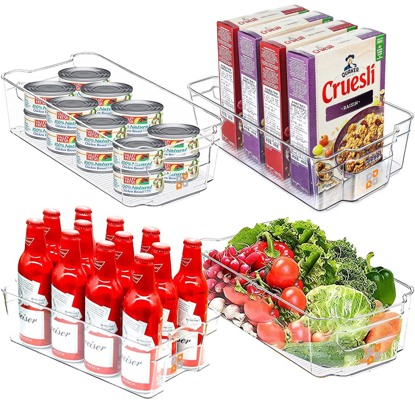 Buy Refrigerator Organizer Bins with Handle, Stackable Plastic Food