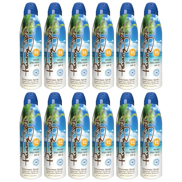Panama Jack Continuous Spray Sunscreen - SPF 15 Broad Spectrum UVA UVB Protection PABA Paraben Gluten Cruelty Free