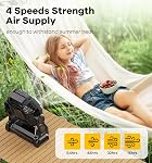 DOWILLDO 20000mAh Battery Operated Fan, Camping Fan Rechargeable with LED Light & Hooks, Portable Tent Fan Outdoor for Picnic, Barbecue, Fishing, Travel（Black）