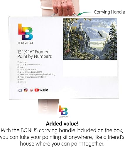 Miniatura 7 de Ledgebay - Pintura por número para adultos  Kits de pintura por números, pintura sin arrugas por números para adultos principiantes, 12 x 16