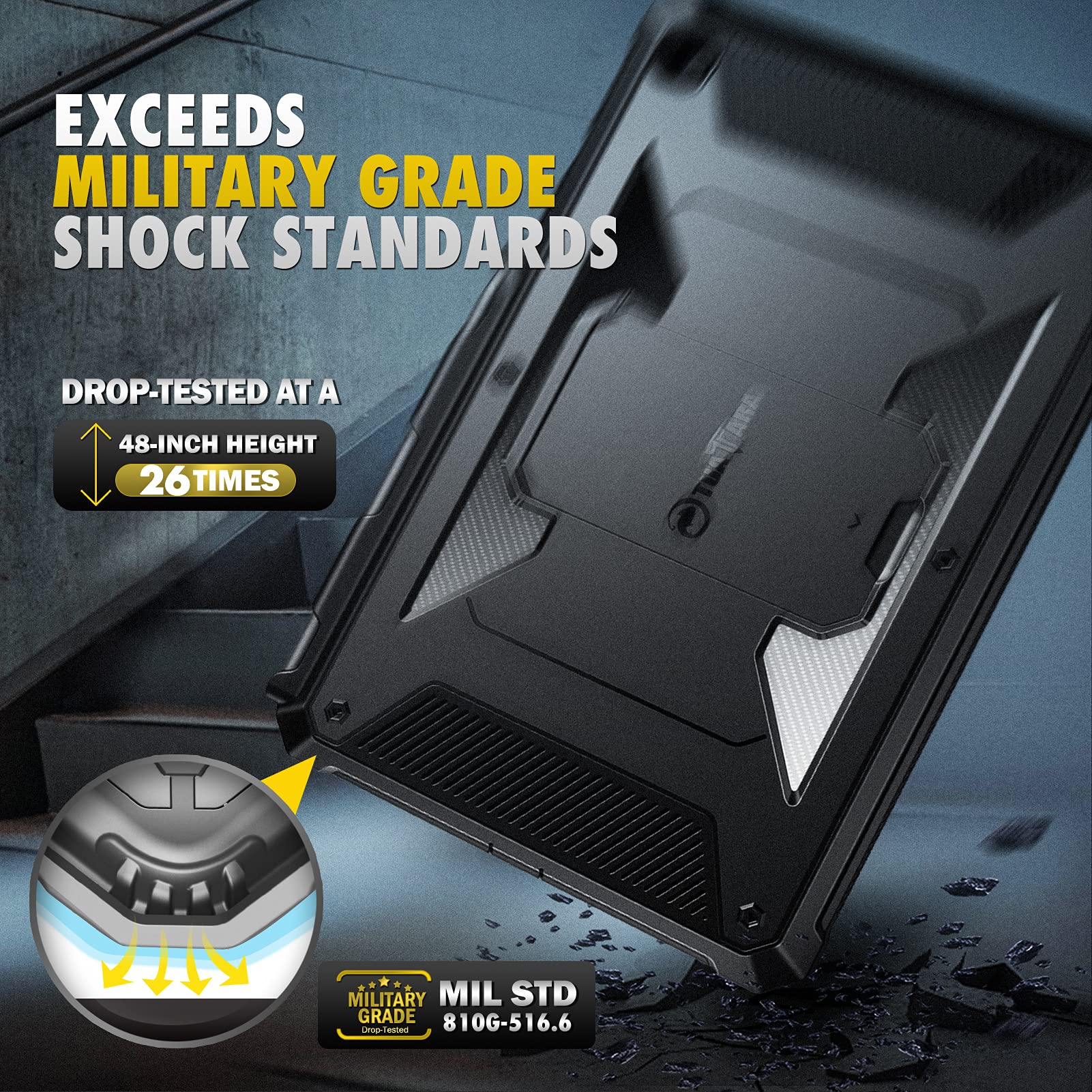 Fintie etui odporne na wstrząsy do Samsung Galaxy Tab S6 Lite 2022/2020 10,4 cala, wytrzymałe etui z podpórką i wbudowanym ochraniaczem ekranu do Galaxy Tab S6 Lite, czarne