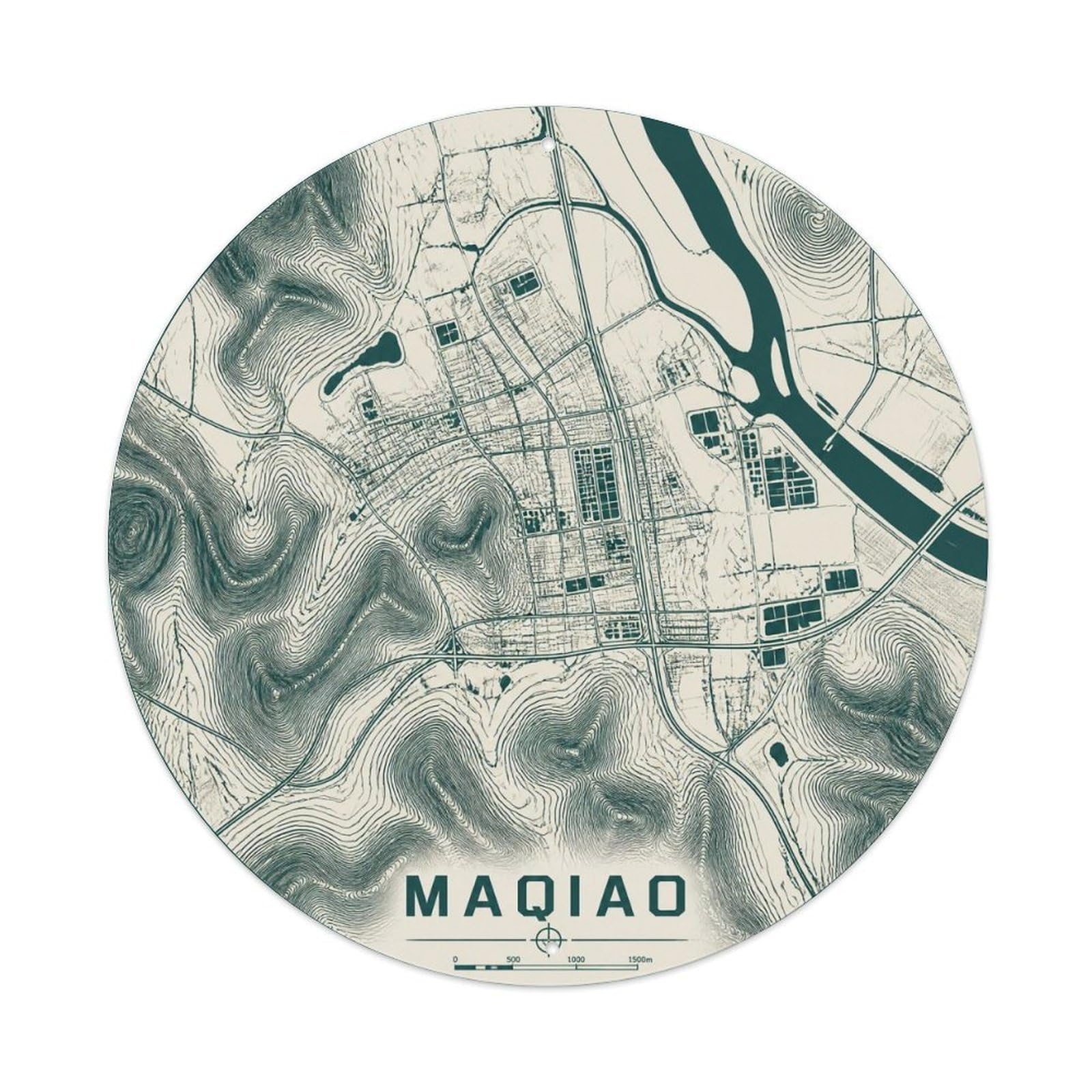 Odgynaw 8X8inch(20X20cm) Monochrome Route Shanghai Maqiao District River Grid Metal Tin Sign