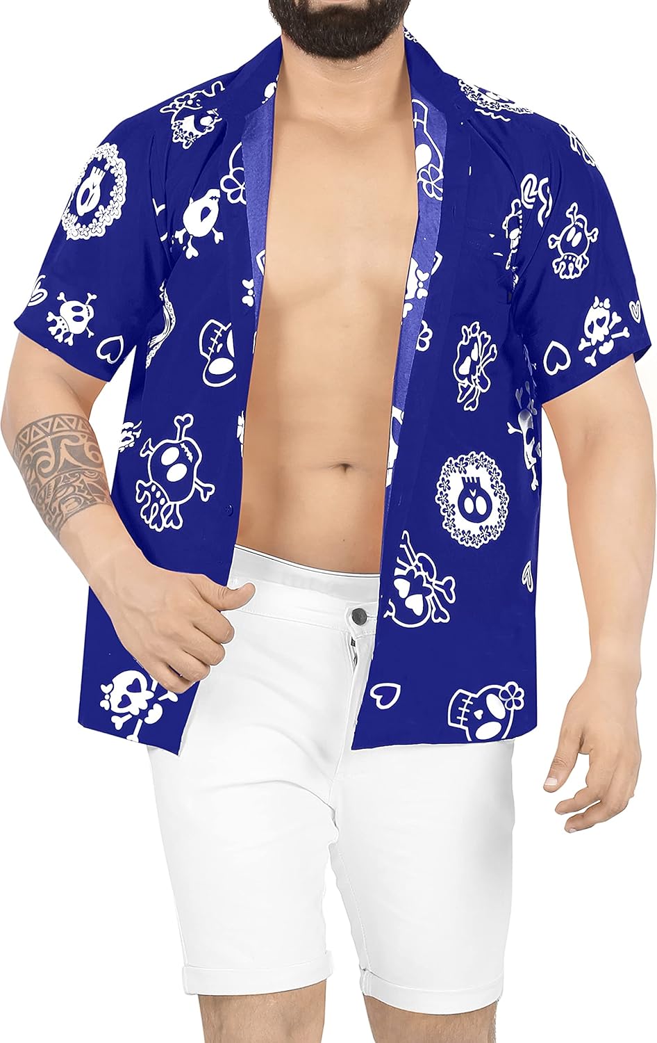 LA LEELA Men's Halloween Pirate Costumes Hawaiian Shirts Short Sleeve Button Down Shirt Mens Casual Tropical Shirts for Men - Image 2