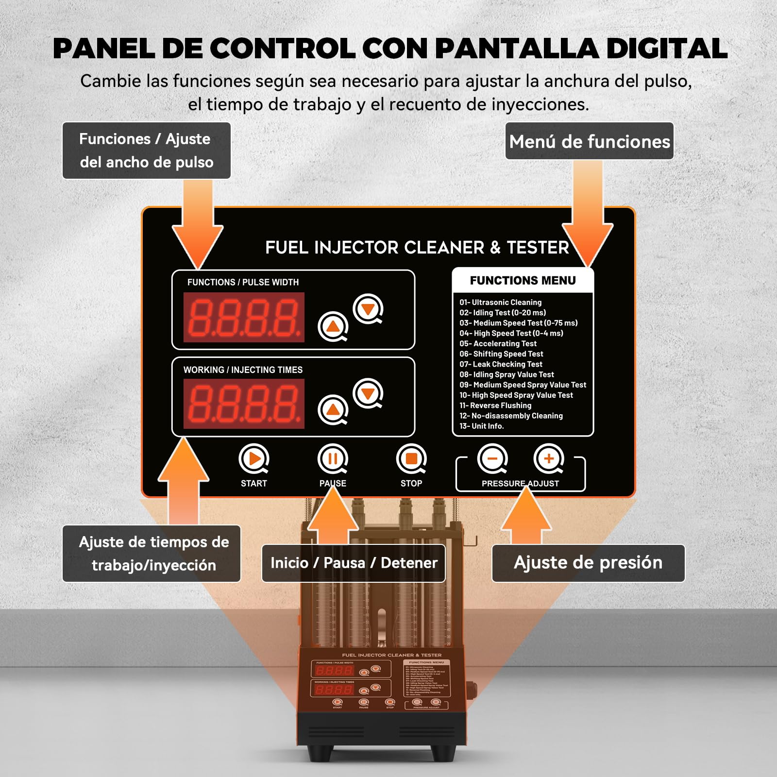 KAISAL CN100 220V Limpiador y Probador de Inyector de Combustible Automotriz, Máquina de Limpieza Ultrasónica de Inyectores de Combustible, Kit de Comprobador y Limpiador de Inyectores de Combustible