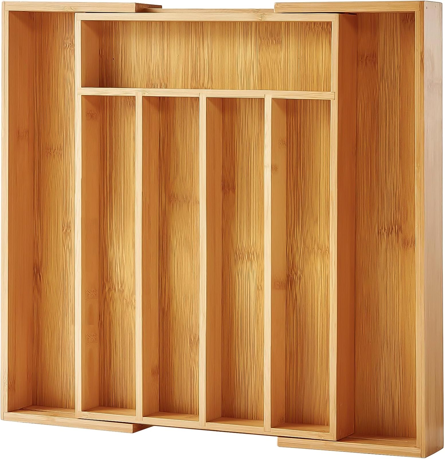 Westhood Bamboo Silverware Drawer Organizer, Expandable Utensil Tray for Utensils Holder, Adjustable Cutlery Tray, Wood Drawer Dividers Organizer, Cutlery Organizer for Silverware, Flatware, Knives