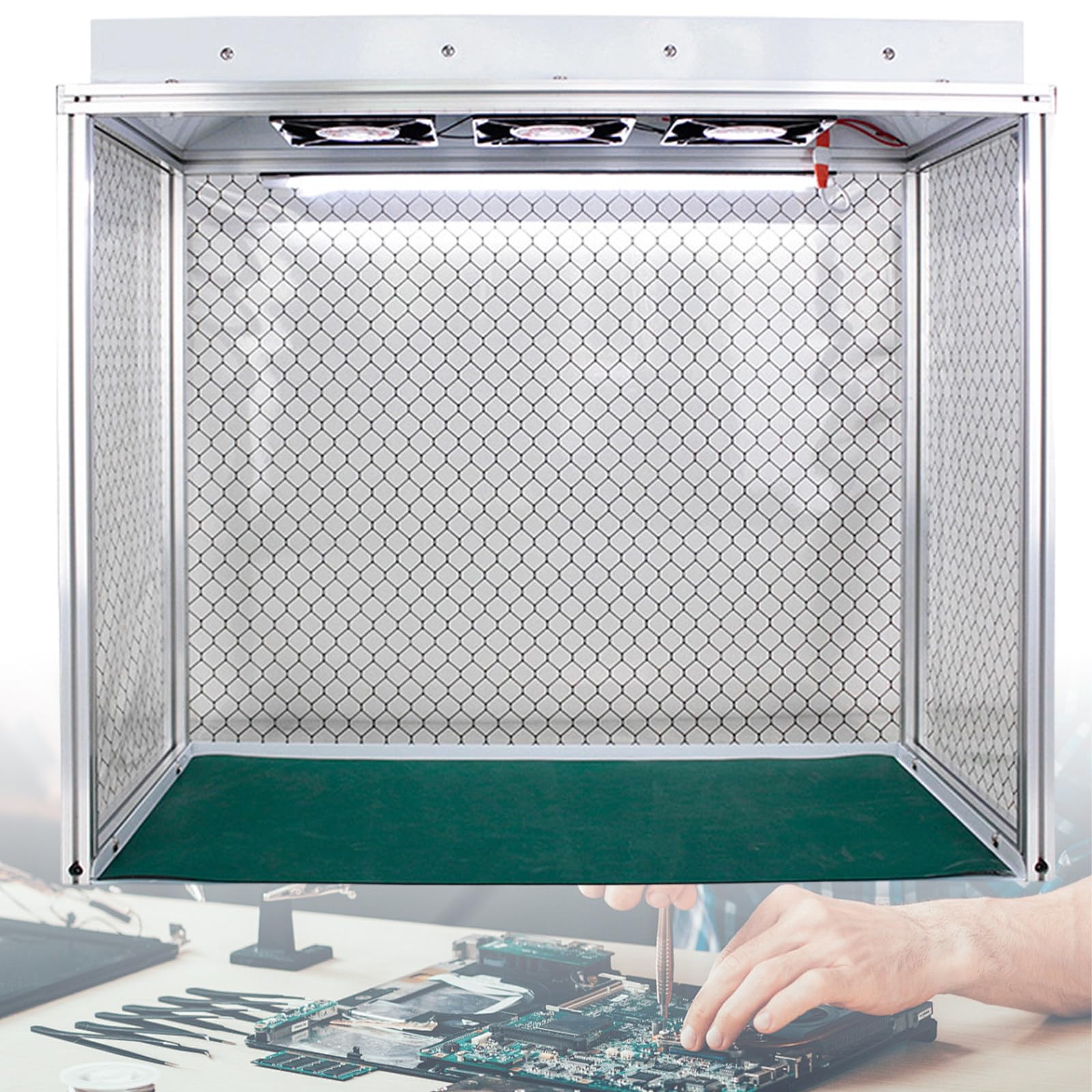 Cabina Flujo Laminar Vertical para Micología, Cabina de Flujo Laminar Vertical con 3 Ventiladores, Ideal para Reparación de Teléfonos y Uso en Laboratorios, Silenciosa