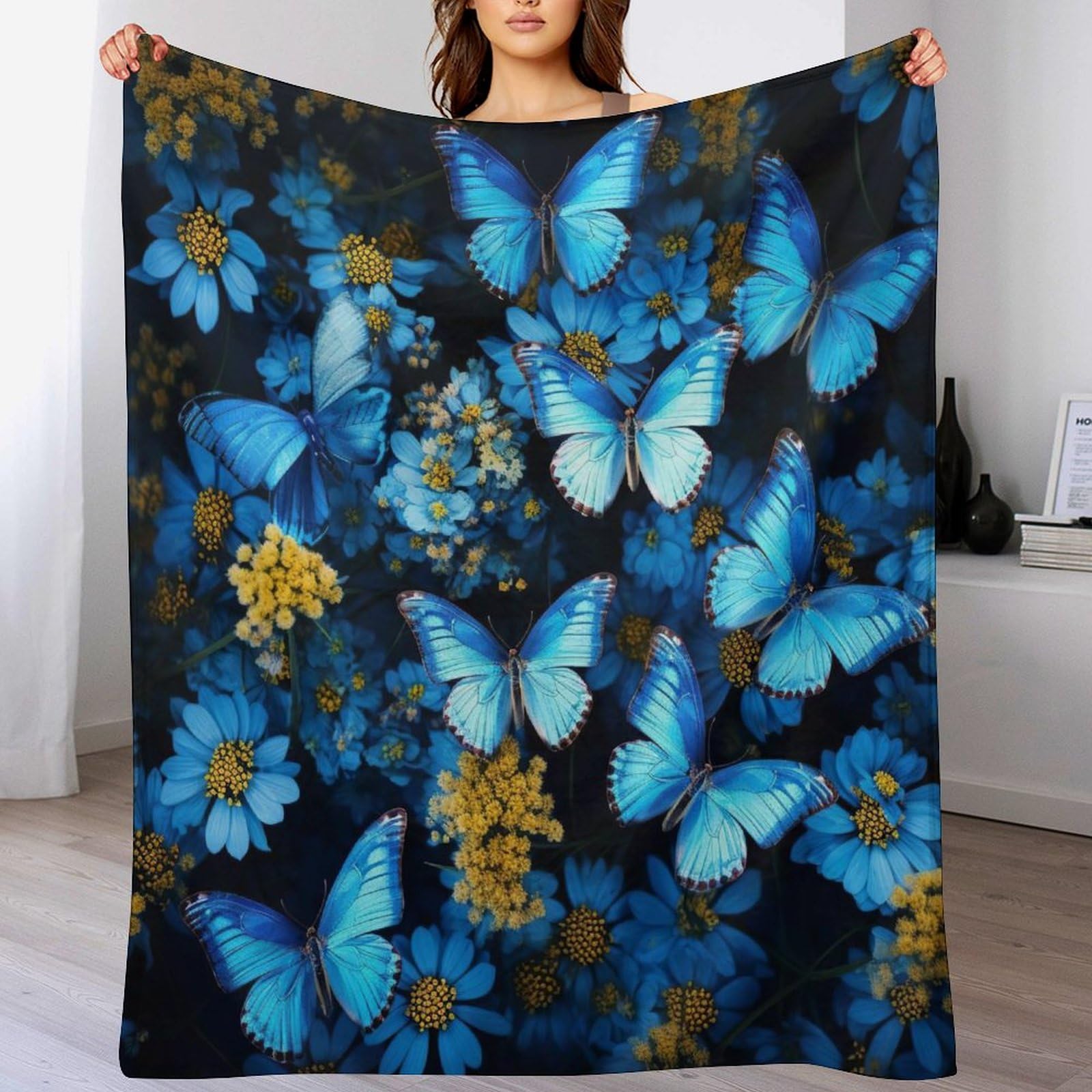 Polaire de flannel et couverture papillon chaude pour canapé lit
