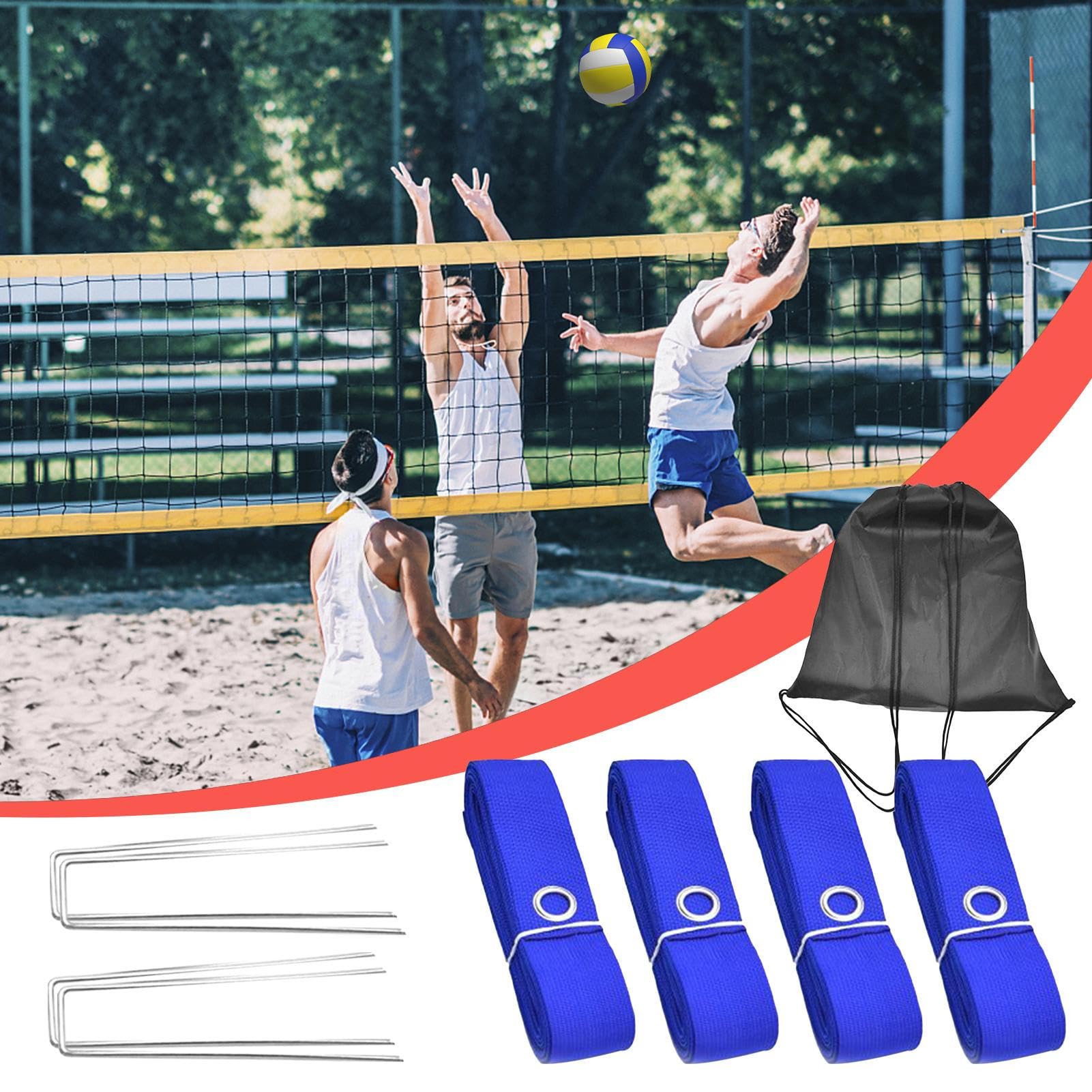 Lignes de volleyball - Équipement de match à l'herbe - Pour l'extérieur - Marquage pour frontières de cour - Accessoire de sport pliable pour la configuration de jeu de jardin - Pratique de parking et