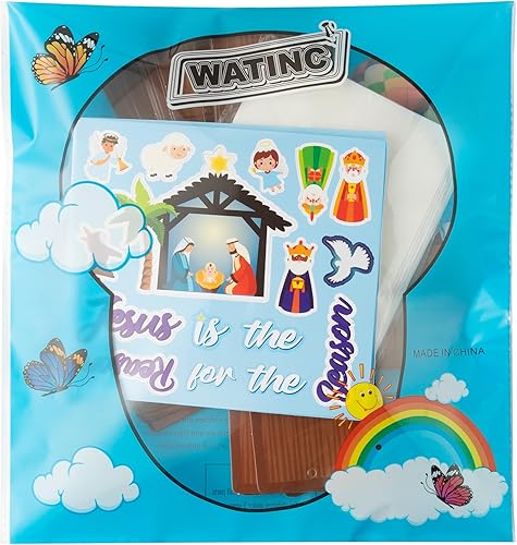 Miniatura 7 de WATINC Juego de 24 piezas de manualidades de Navidad para niños, haz tu propio Jesús es la razón de la temporada, adornos colgantes de Jesús,