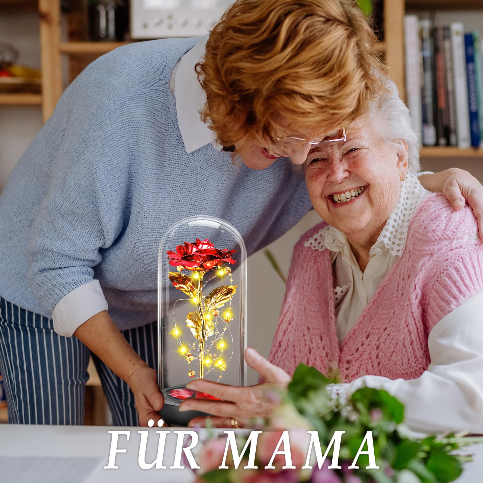 BOLEi Rosa Regalo Per Donne, Rosa Eterna In Vetro, Regalos Per Mamma, regali Di San Valentino Per Lei, Regalo- Di Natale Per Donne, regalis Per Sorelle, Mamma, Nonna(Classico Rosso E Rosa Dorato)