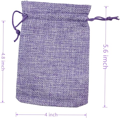 Miniatura 3 de Palmhomee Paquete de 25 bolsas de regalo de arpillera con cordón, bolsas de joyería de lino, bolsas de yute de arpillera para joyas de cumpleaños y