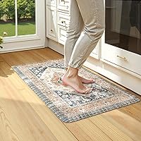 Vista 91 de KIMODE - Juego de 2 tapetes de cocina bohemios, antifatiga, antideslizantes, impermeables, ergonómicos, acolchados, cómodos, para lavandería, Rojo