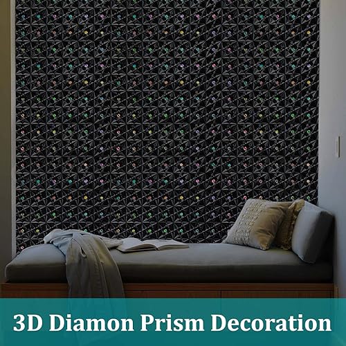 Miniatura 32 de Windimiley Película de privacidad para ventana, película de vitrales con control de calor UV, arcoíris esmerilado, película decorativa de baño