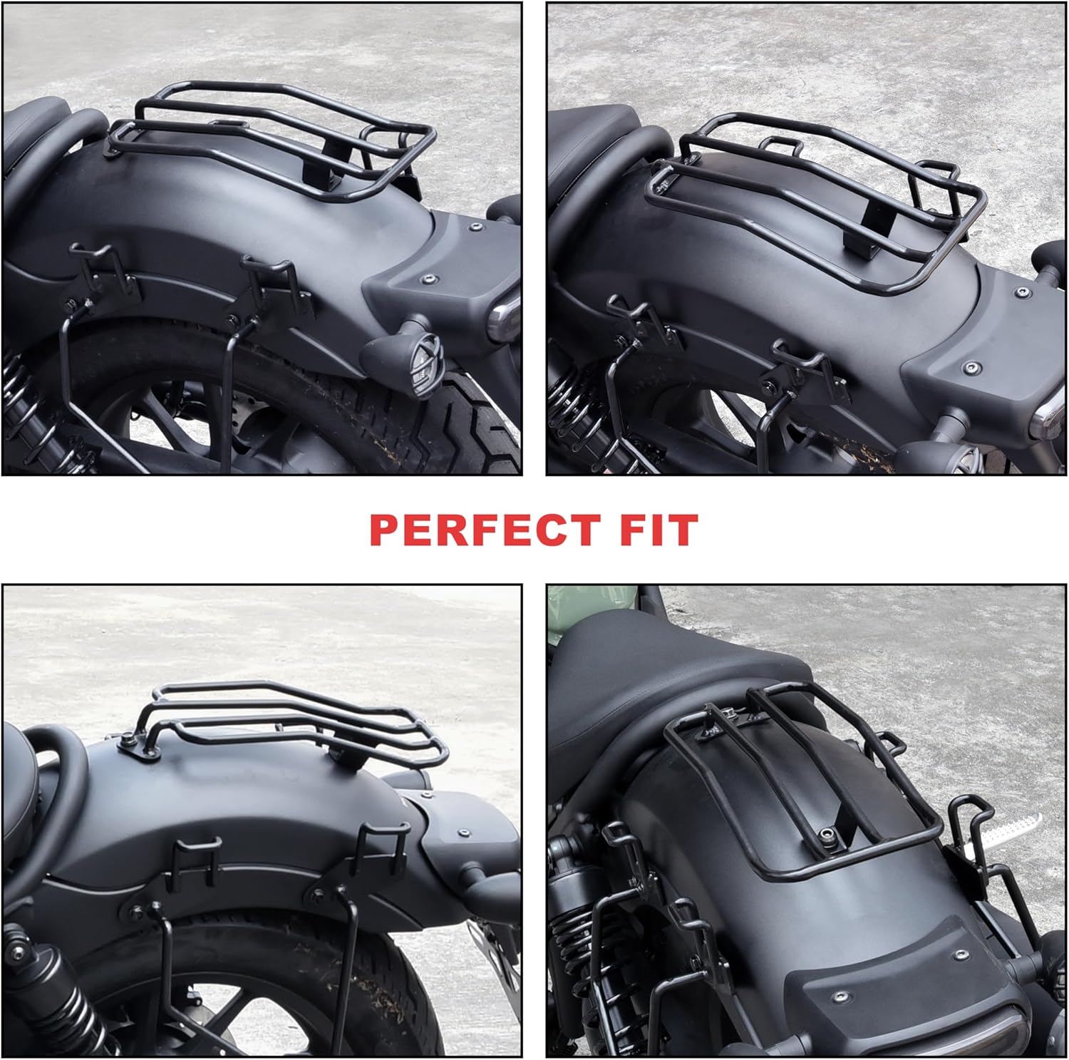 Luggege Racks for CMX300 CMX500, Black Rear Top Case Carrier Luggage Rack Rear Fender Rack Bracket Luggage Support Shelf for Honda Rebel CMX 300 CMX 500 2017-2024