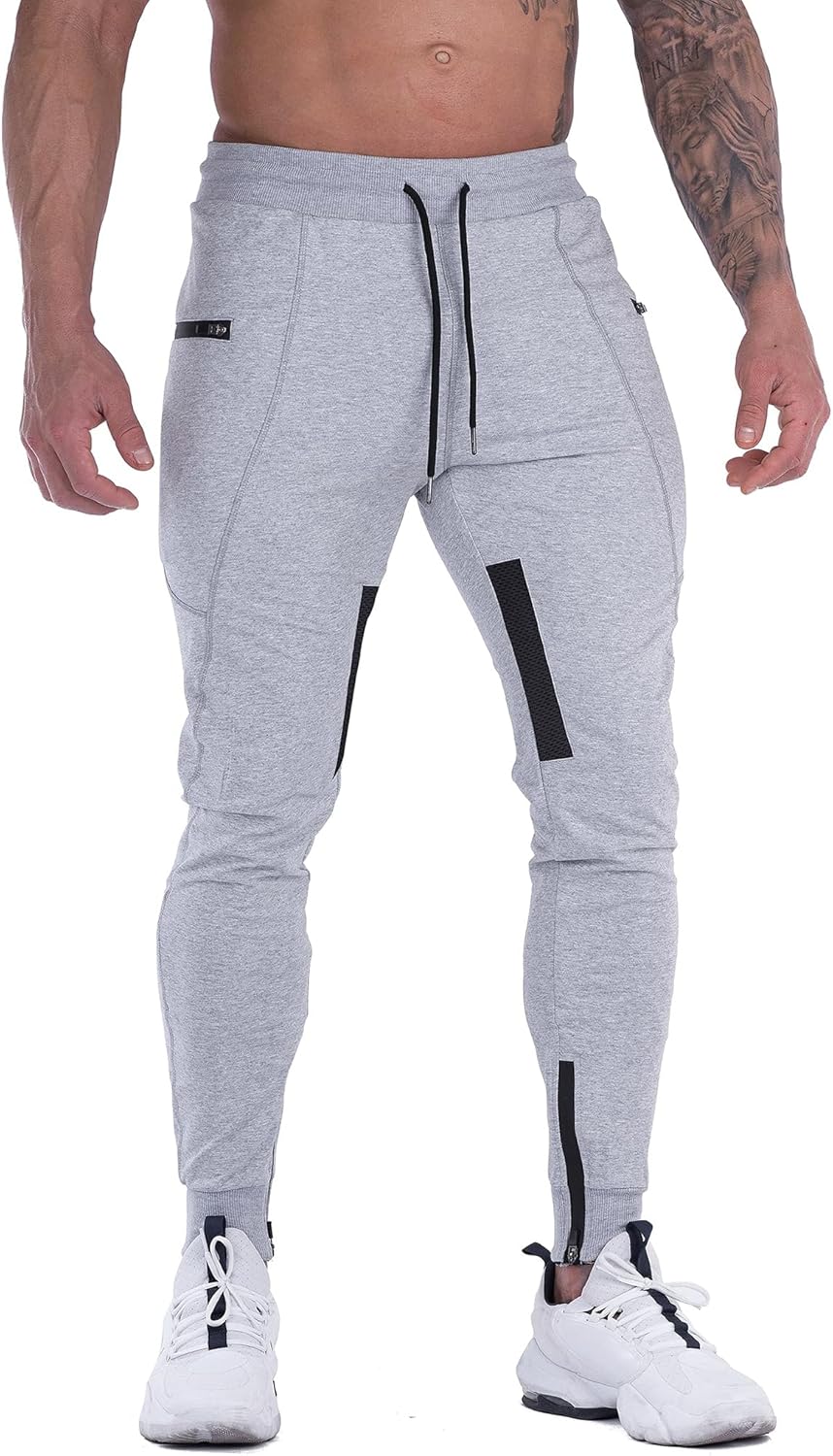 MAIKANONG Mens Joggers Pants Tapered Sweatpants Casual Gym Training Workout Pants Slim Track Pant with Zipper Pockets