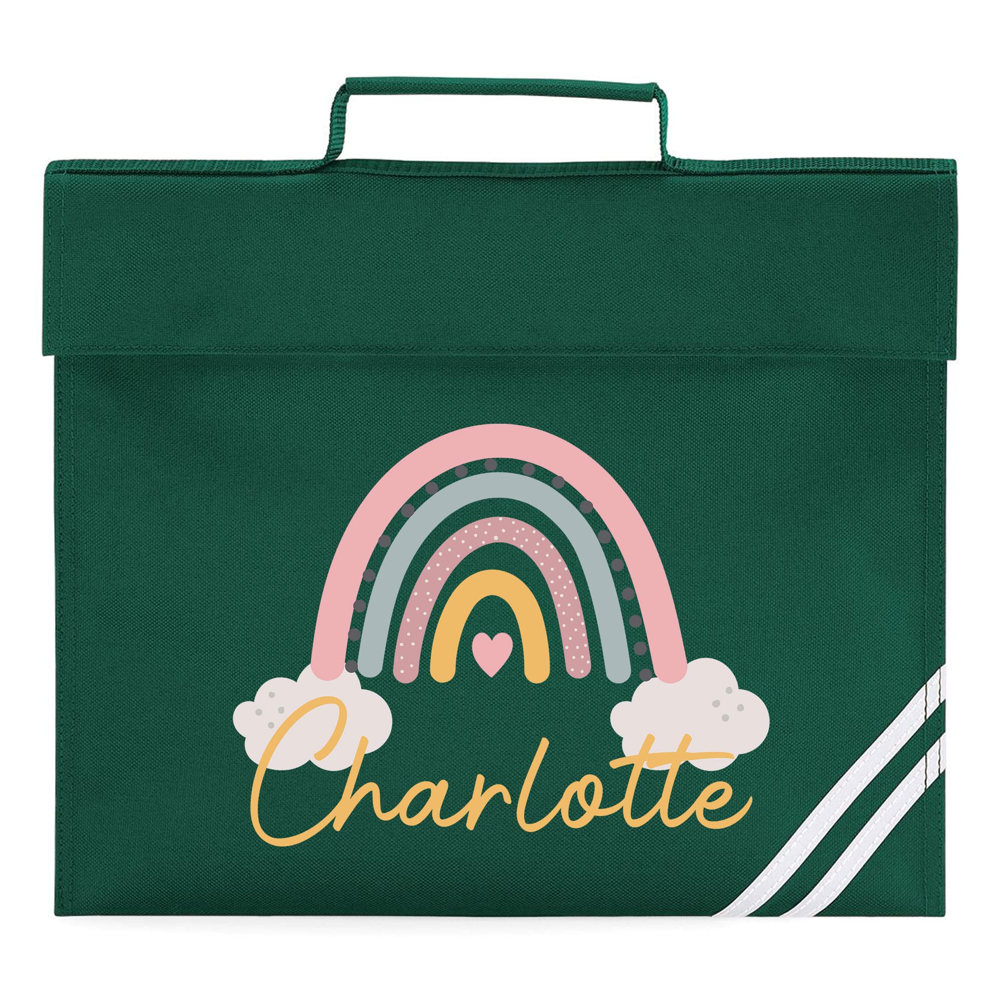 Personalised Rainbow Book Bag, Back to School Accessory for Kids, Nursery Reading Bag, for Girls, One Size, Bottle