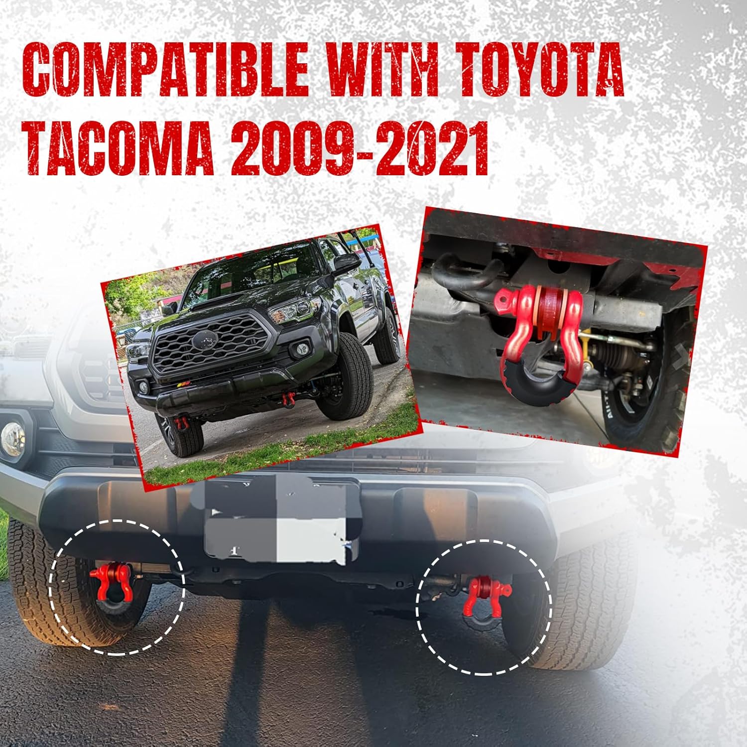 Front Demon Tow Hook Bracket with D Ring Shackle Compatible with Toyota Tacoma 2009-2023