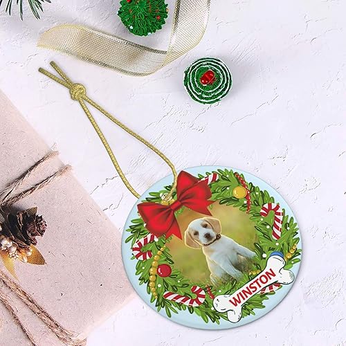 Miniatura 24 de Adornos personalizados para perro para árbol de Navidad 2024 con imagen de perro, foto nombre, adorno personalizado para gatos y mascotas, Photo6
