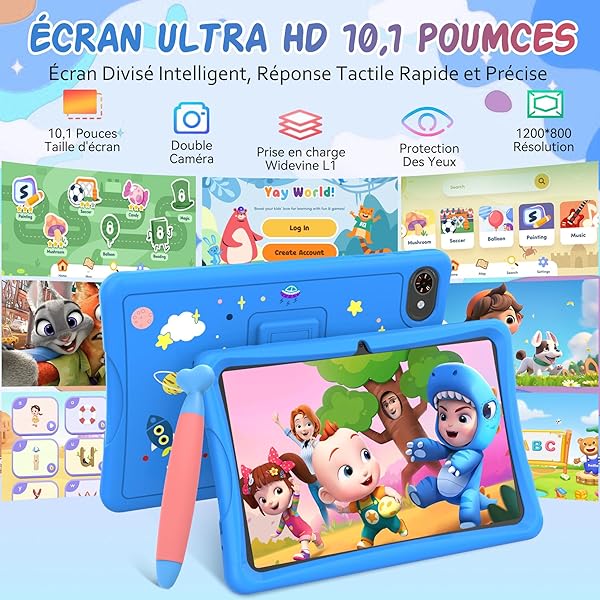 TABWEE K10 Tablet para Niños 10 Pulgadas, Tableta Infantil Android 15, 12 GB RAM (4+8) 64 GB ROM (TF 2 TB), Wi-Fi, Control Parental, Tableta Educativa para Niños con Funda Azul - 3