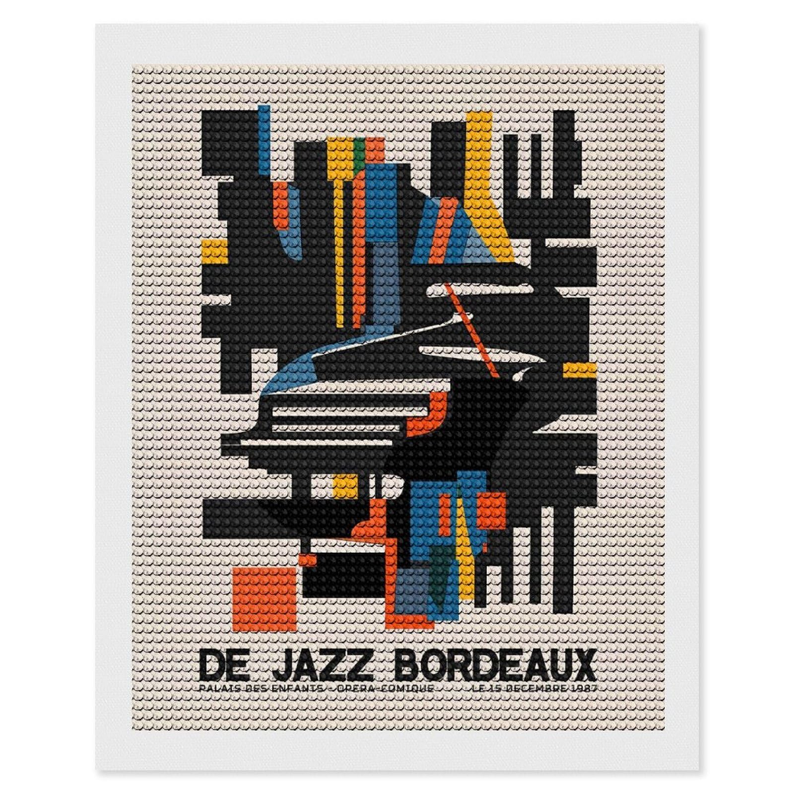 Junmoney Jazz Bordeaux Diamond Painting Canvas Set 16"x20", for Beginners, Complete Accessories, Christmas Gift, Modern Decor